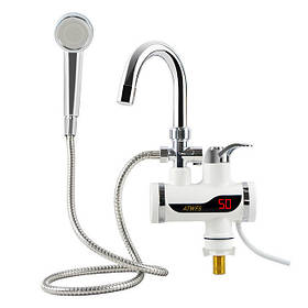 Проточний водонагрівач з душем і екраном Delimano нижнє підключення (White) | кран водонагрівач