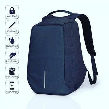 Рюкзак для ноутбука з USB Bobby (Blue) / Рюкзак Боббі Протикрадій з USB портом