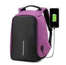 Рюкзак для ноутбука з USB Bobby (Purple Black) / Рюкзак Боббі Протикрадій з USB портом