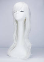 Парик белый длинный волнистый с длинной челкой женский для женщин 65см из искусственных волос (5652)