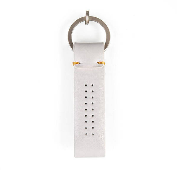 Land Rover Perforated Leather Loop Keyring Ivory LGKR468IVA