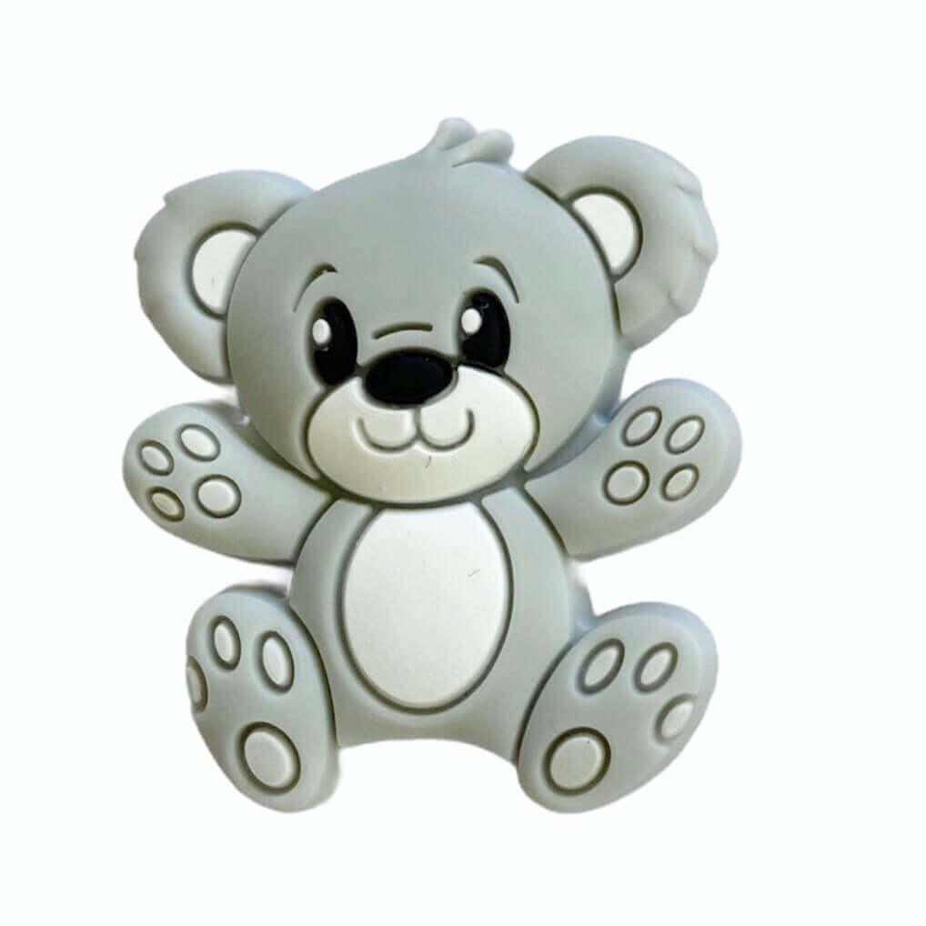 Міні Ведмедик Тедді (світло-сірий), силіконова намистина, фото 1