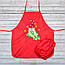 Фартух з нарукавниками дитячий - для праці, малювання, кухні, з вишивкою - гномик 7, колір - червоний, фото 2