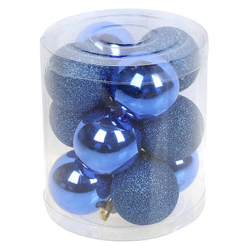 Набір новорічних ялинкових кульок 4см, 12шт: глянець і гліттер - по 6 шт