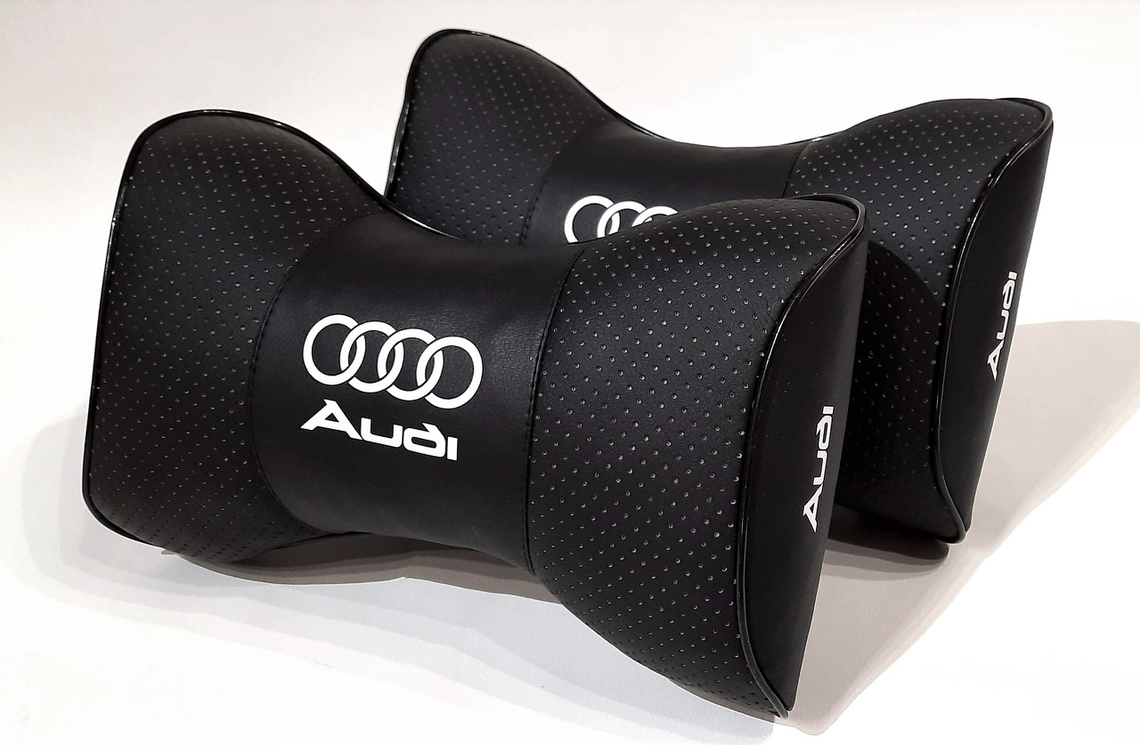 Подушка на підголовник в авто Audi чорна 1 шт