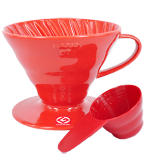 Пуровер Hario V60 01 червоний керамічний для заварювання кави на 1-2 чашки, фото 1