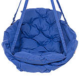 Підвісне крісло гамак для будинку й саду 96 х 120 см до 120 кг синього кольору, фото 3