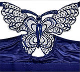 Бюстгальтер 95 D великий розмір для пишних грудей синій з метеликом без кісточок із застібкою спереду, фото 3