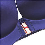 Бюстгальтер 115E великий розмір для пишних грудей синій з метеликом без кісточок із застібкою спереду, фото 3