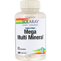 Комплекс минералов, без железа, Mega Multi Mineral, 200 капсул Solaray