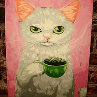 Готова Картина Кіт і Кава 40*50