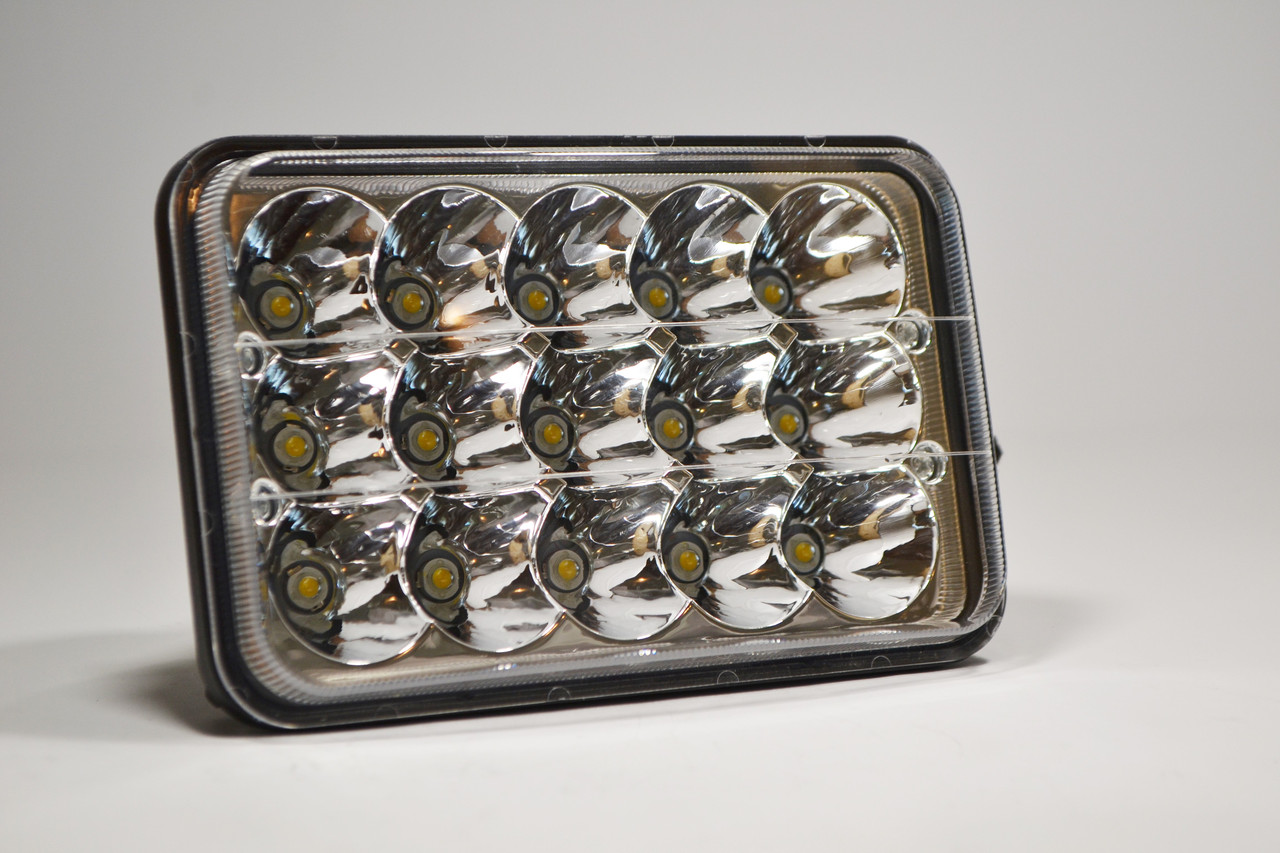 Світлодіодна LED фара ближній+дальній 45Вт 15ламп прямокутна (на 2 режими), фото 1