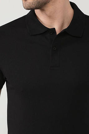 Розміри: 48-52. Стильна чоловіча футболка поло, класична, однотонна - чорна, фото 2