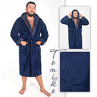 Халат чоловічий махровий із капюшоном синій/сірий. Халат чоловічий махровий з капюшоном синій/сірий
42-58.