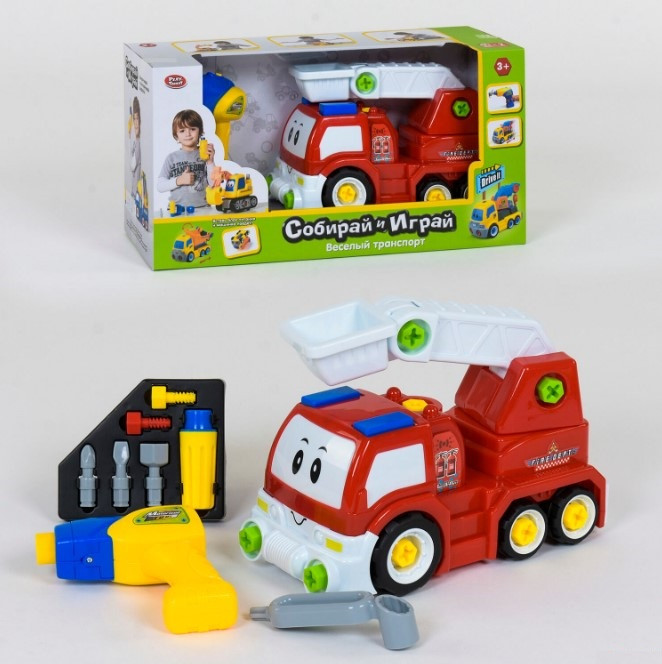 Пожежна машина конструктор з шуруповертом на батарейках Play Smart 1983
