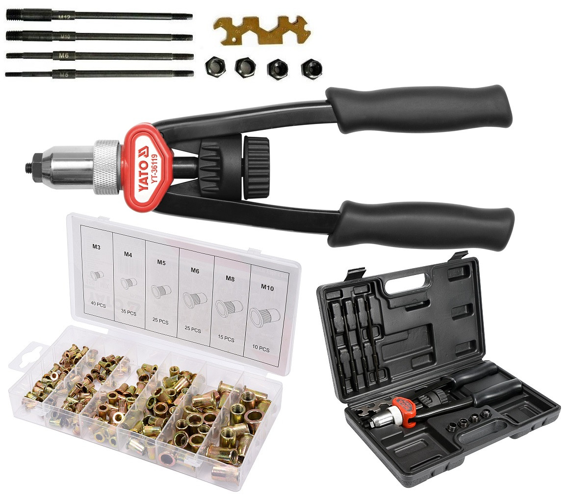 Заклепочник ручний для різьбових заклепок M5-M12 YATO YT-36119 + набір ...
