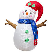 Надувний сніговик, біло-червоний, 120 см, Новорічна вулична фігура (350865)
