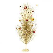 Дерево на підставці з різнокольоровими кулями, 80 см, золотистий, метал, пластик Новорічна декорація (770069-4)
