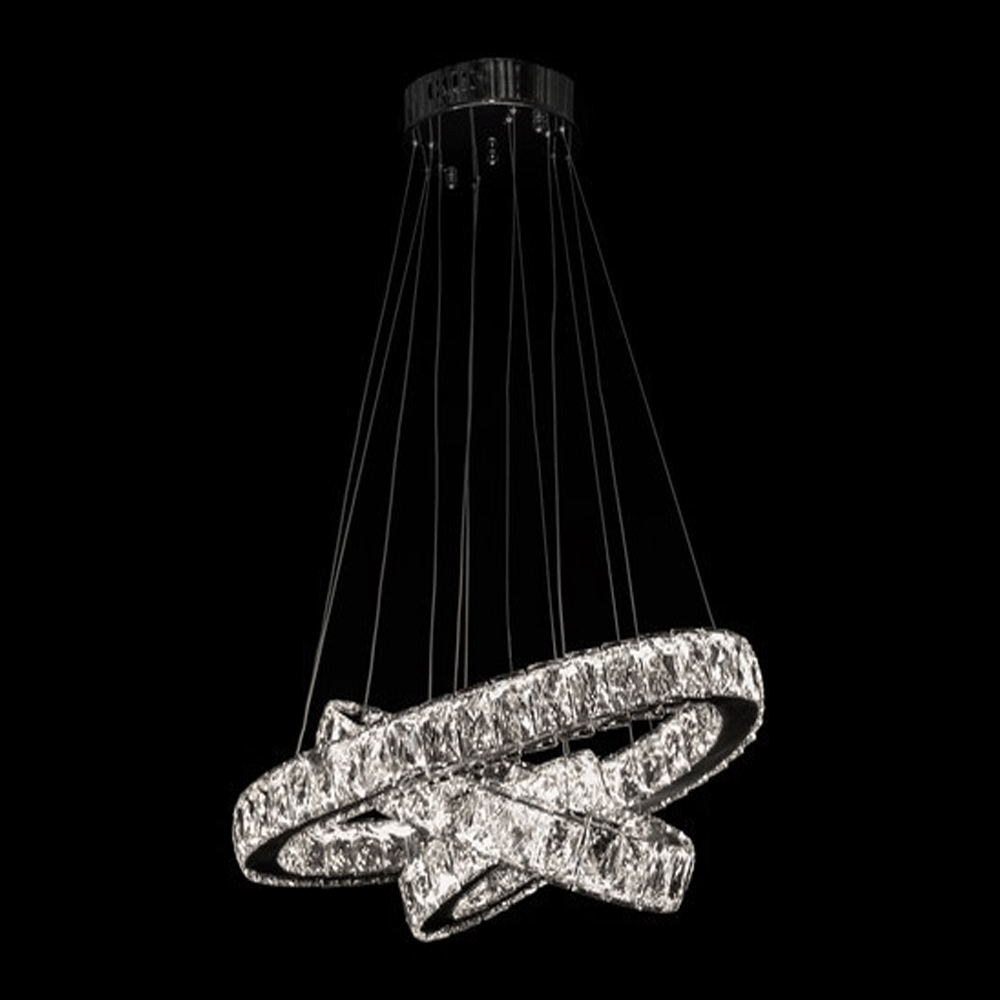 Кришталева підвісна світлодіодна LED люстра з пультом управління колір каркасу хром D-8353/560+400+230, фото 1