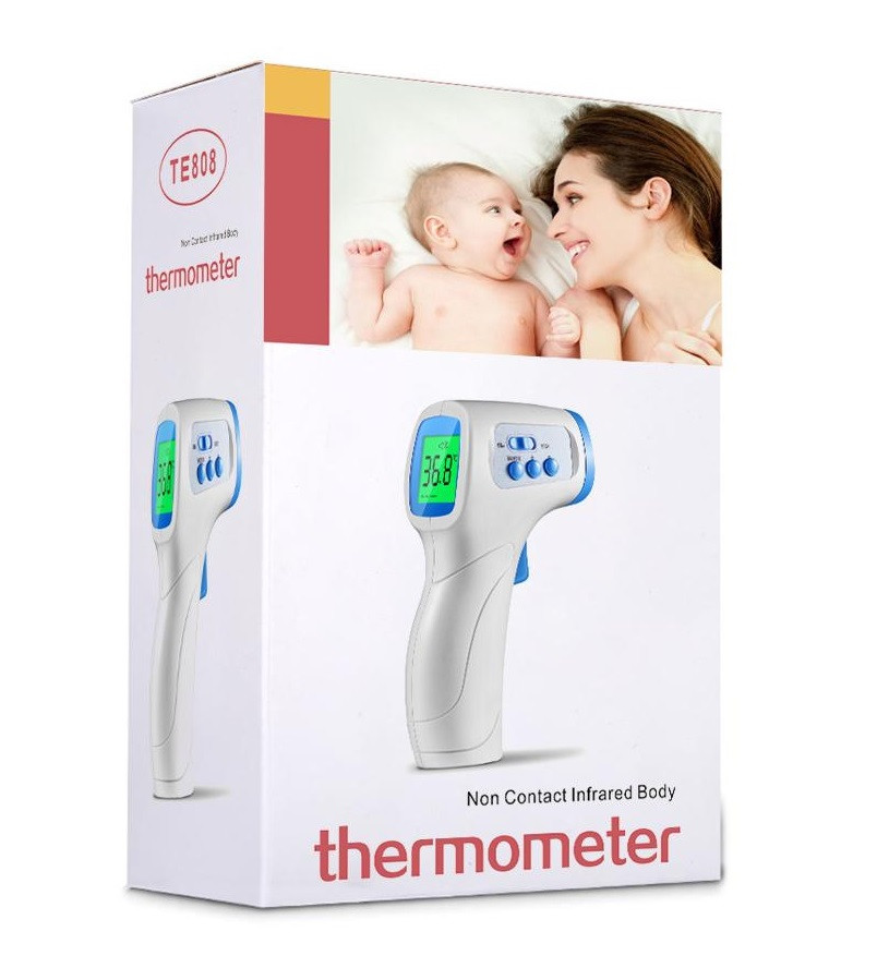 Термометр-пірометр безконтактний TE-808 для тіла (32-42.9 °C), предметів (0 + 100 °C), фото 1