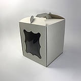 Коробка для торта, 250*250*300 мм, з вікном і ручками, мікрогофрокартон, фото 3