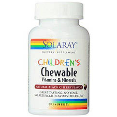 Solaray Children's Chewable Vitamins and Minerals, Natural Black Cherry – 60 Chewables