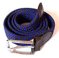 Ремень резинка плетеный 100х3,5 см, сине-коричневый