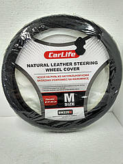 Оплітка/чохол керма шкіра Carlife SW229-M (37-39см)