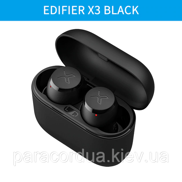 Бездротова стереогарнітура навушники EDIFIER X3 TWS bluetooth 5,0 голосовий помічник, сенсорні, колір Чорний