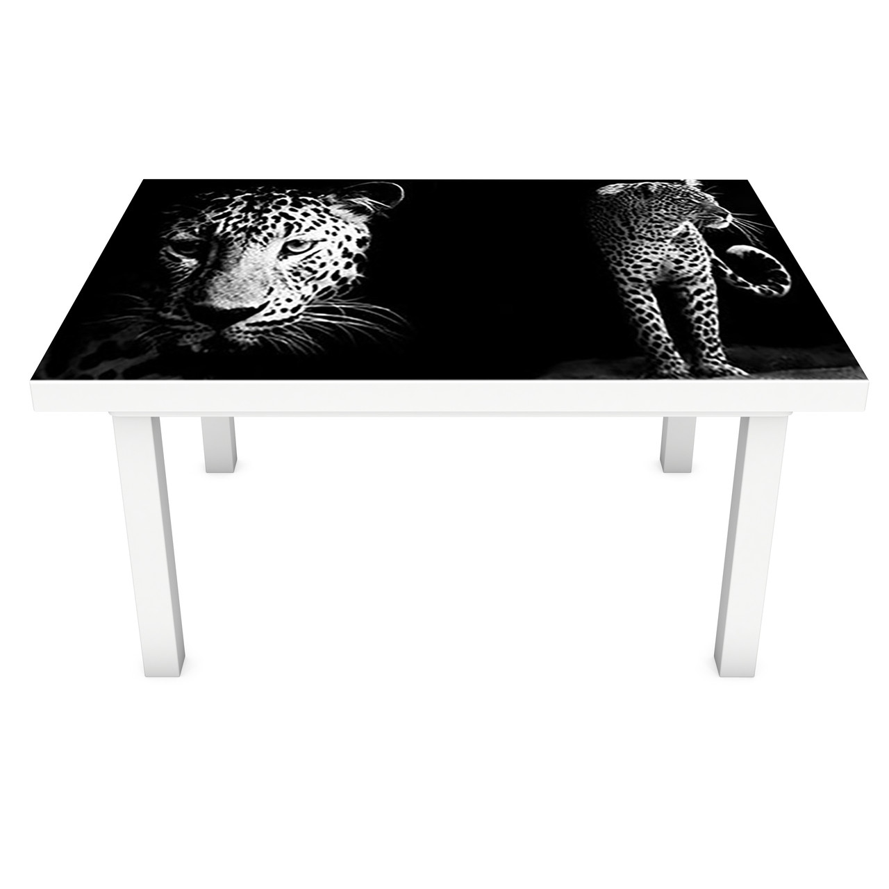 Наклейка на стіл Гепарди (вінілова плівка ПВХ для меблів) Коти Тварини Чорний 600*1200мм, фото 1
