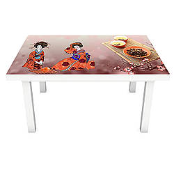 Наклейка на стіл Гейші (вінілова плівка ПВХ для меблів) Азія Японія сакура Коричневий 600*1200мм