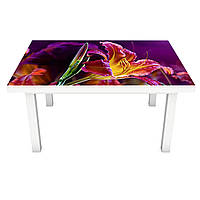 Наклейка на стол Сказочные Лилии (виниловая пленка ПВХ для мебели) Цветы Фиолетовый 600*1200 мм