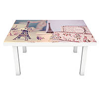 Наклейка на стол самоклеющийся Розовый Париж (виниловая пленка ПВХ для мебели) Эйфелева башня 600*1200 мм