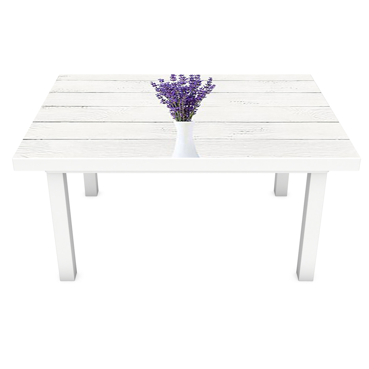 Наклейка на стіл Лаванда в Вазі (вінілова вінілова плівка ПВХ для меблів) Білі дошки Прованс Сірий 600*1200мм, фото 1