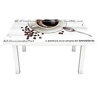 Наклейка на стол Кофе со специями (виниловая пленка ПВХ для мебели) кофейные зерна надпись Серый 600*1200 мм