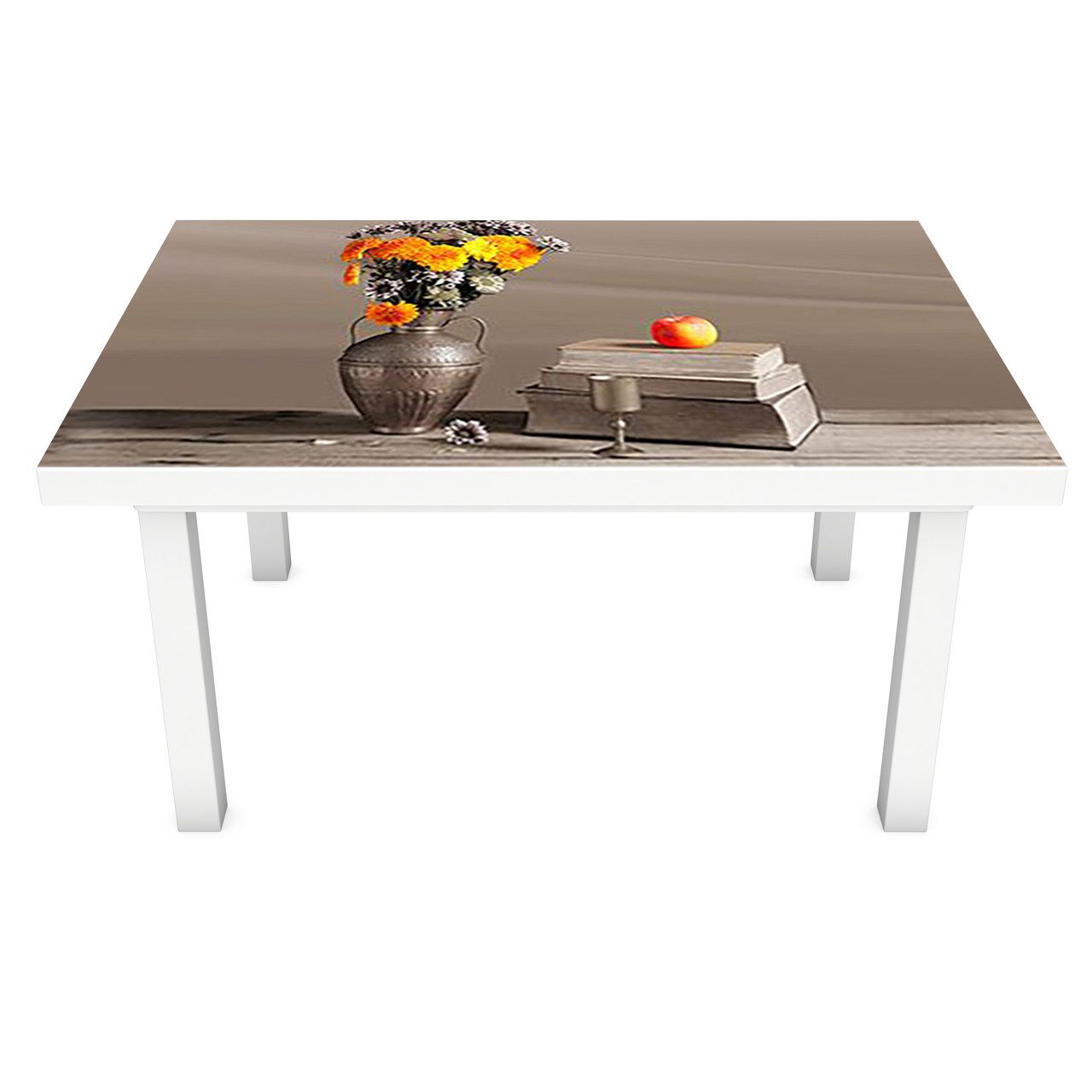 Наклейка на стіл Помаранчевий Натюрморт (вінілова плівка ПВХ для меблів) фрукти глечик Сірий 600*1200мм, фото 1