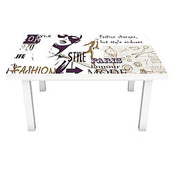 Наклейка на стіл Мода (вінілова плівка ПВХ для меблів) фешн силуети написи Абстракція Бежевий 600*1200мм