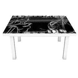 Наклейка на стіл Силует Дівчата (вінілова плівка ПВХ для меблів) на чорному фоні 600*1200мм