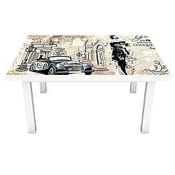 Наклейка на стіл Газета (вінілова плівка ПВХ для меблів) Париж ретро Бежевий 600*1200мм