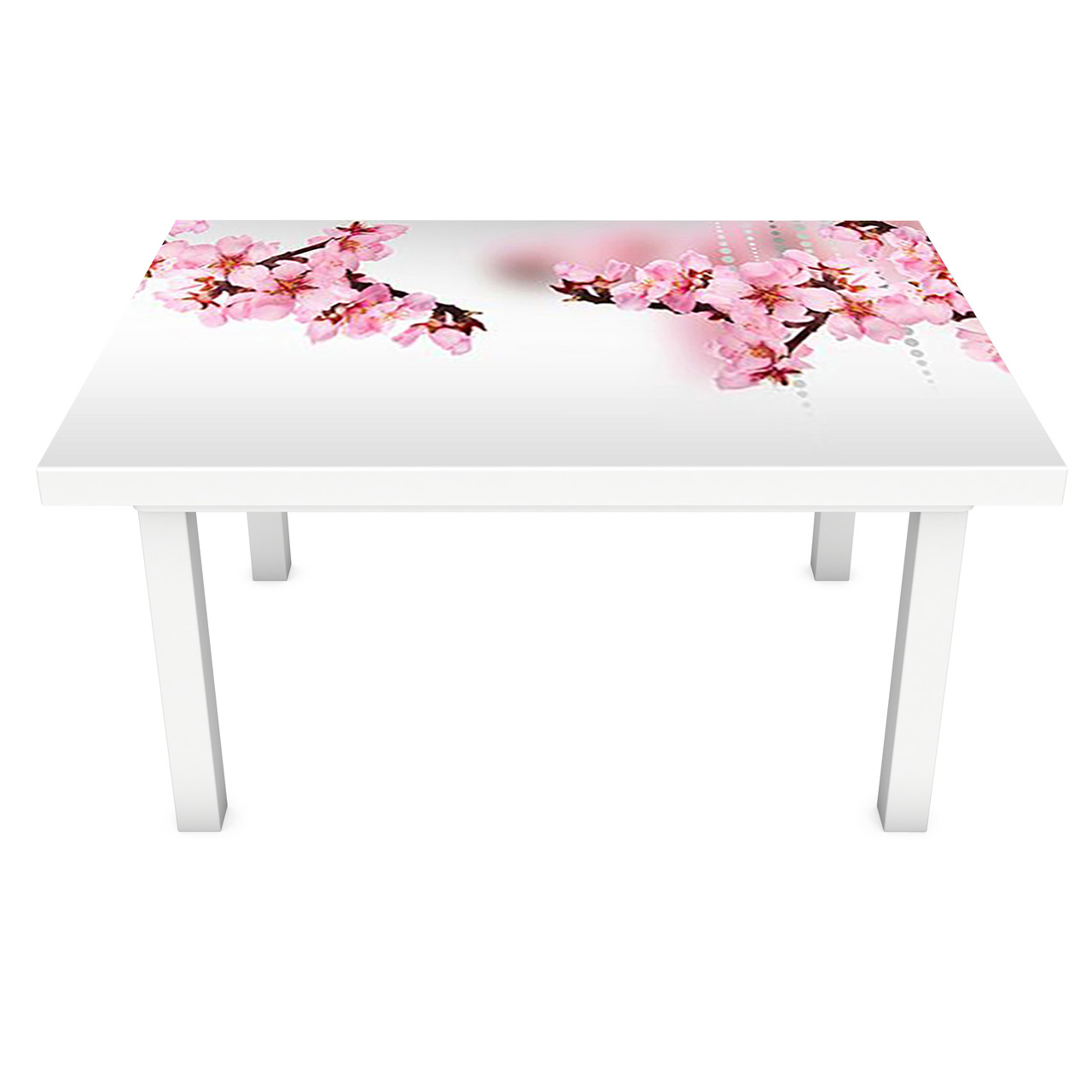 Наклейка на стіл Рожеві квіти Вишні (вінілова плівка ПВХ для меблів) сакура на білому тлі 600*1200мм, фото 1
