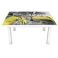 Наклейка на стол Желтые поля (виниловая пленка ПВХ для мебели) цветы природа Серый 600*1200 мм