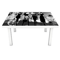 Наклейка на стіл Натхнення (вінілова плівка ПВХ для меблів) дівчата лампочки Абстракція Сірий 600*1200мм