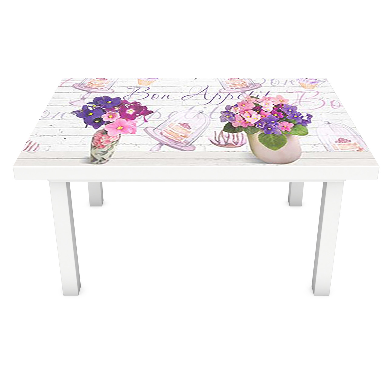 Наклейка на стіл Фіалковий Прованс (вінілова плівка ПВХ для меблів) фіалки дошки Фіолетовий 600*1200мм, фото 1