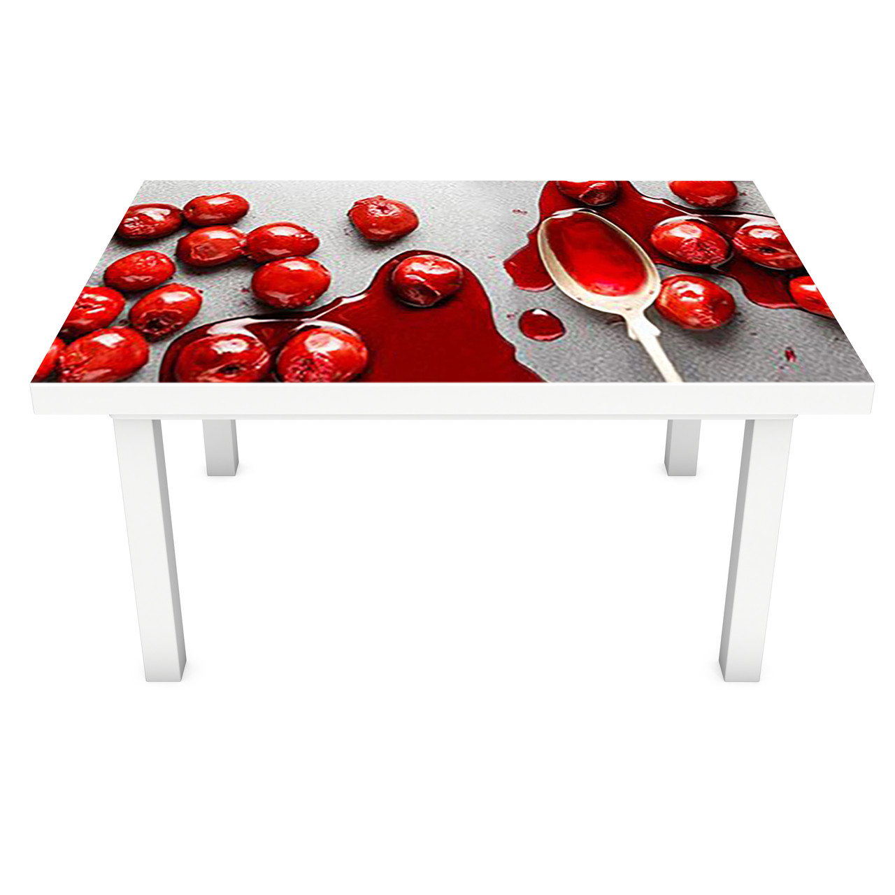 Наклейка на стіл Вишневе варення (вінілова плівка ПВХ для меблів) червоні ягоди Їжа 600*1200мм, фото 1