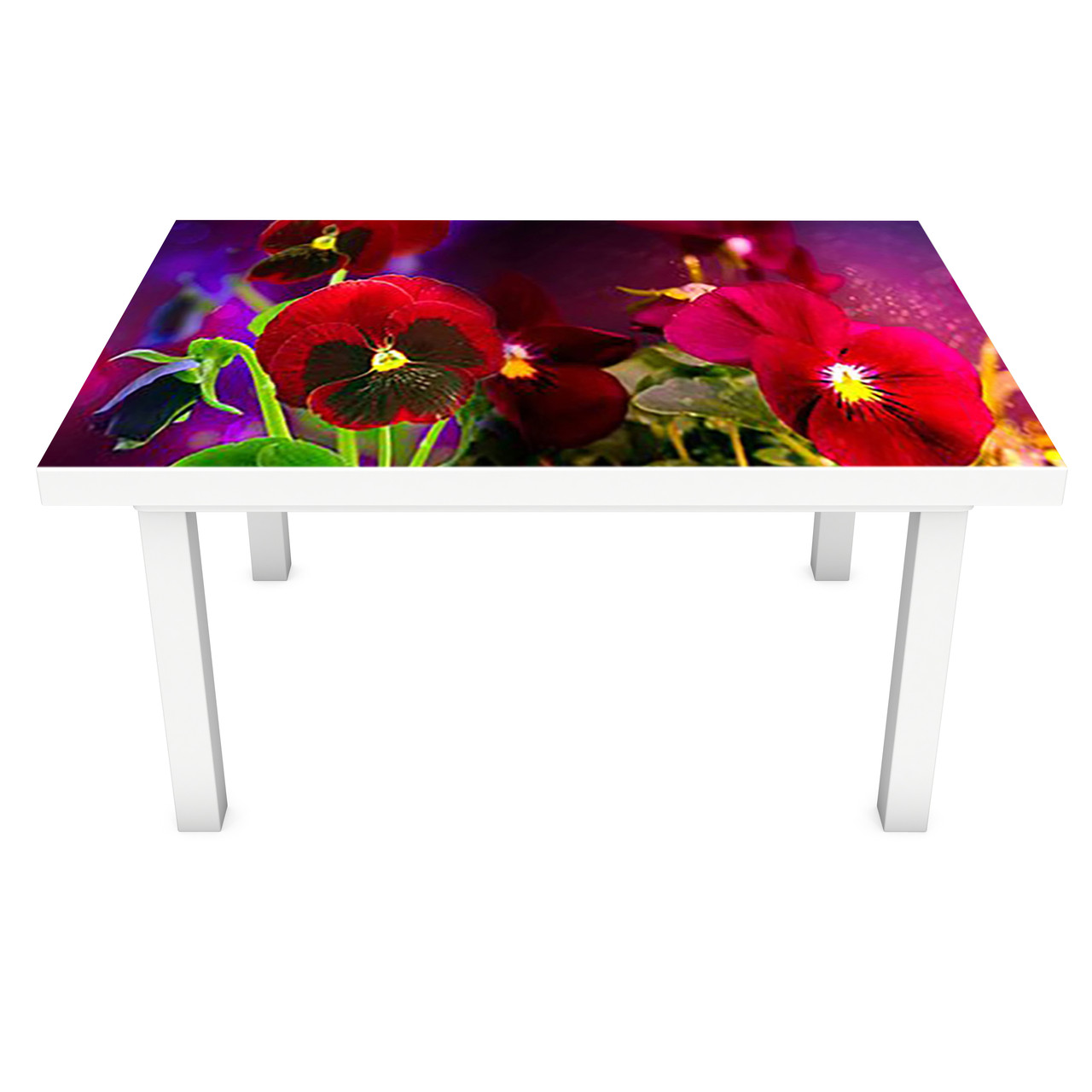 Наклейка на стіл Братки (вінілова плівка ПВХ для меблів) квіти фіалки Фіолетовий 600*1200мм, фото 1