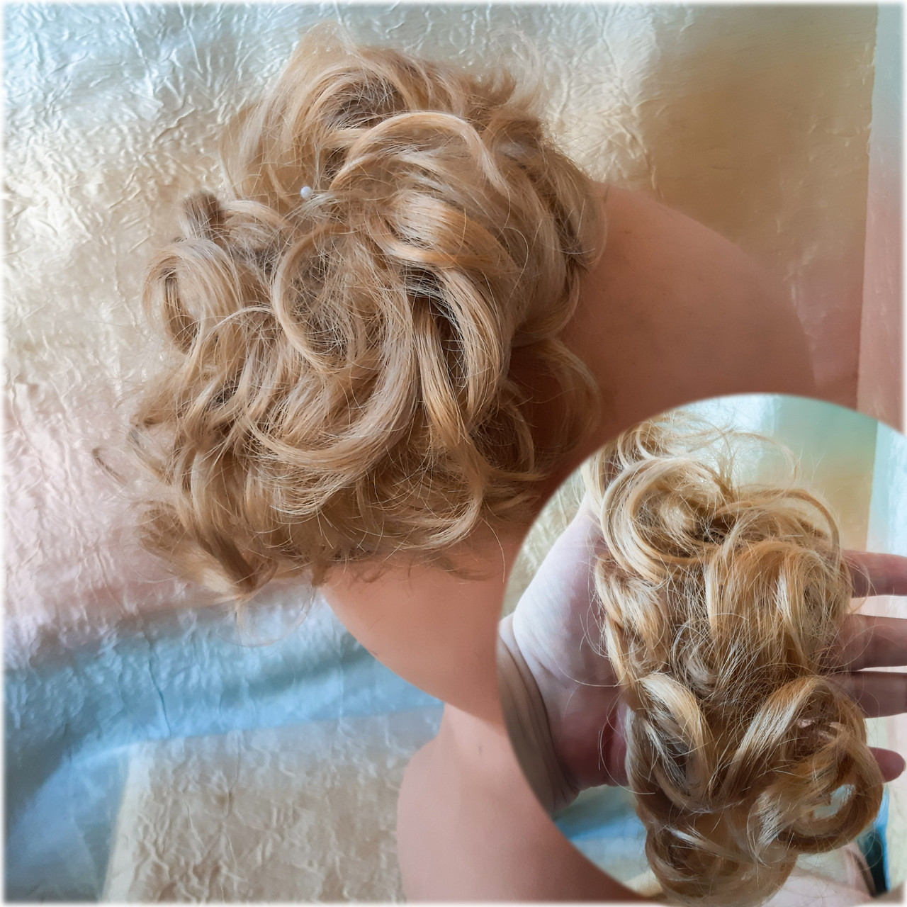 Гумка шиньон з канекалона пшеничний 0215V-24B, фото 1