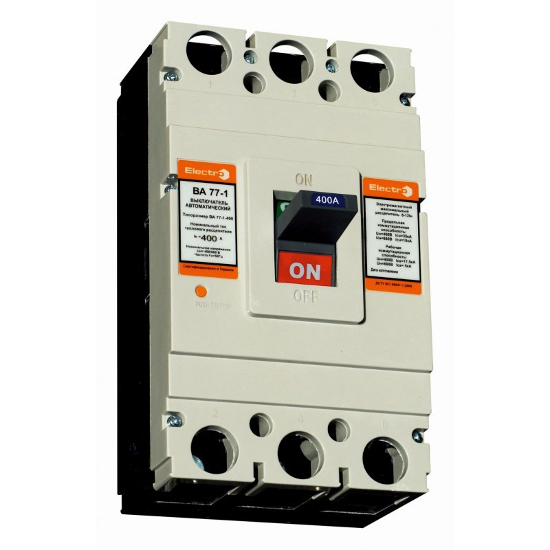 Автоматичний вимикач ElectrO ВА77-1-400 3 полюси 350А 10In (8-12In) Icu 50кА Ics 35кА 400В
