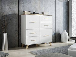 Комод Lotta 110 2D4S білий / дуб сонома, чорний, чорний, дуб Вотан