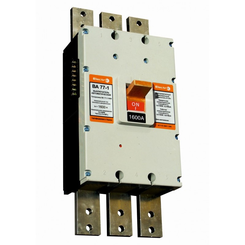 Автоматичний вимикач ElectrO ВА77-1-1600 3 полюси 1600А 5-10In Icu 100кА Ics 80кА 400В