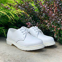 Унисекс кожаные туфли Dr Martens 1461 Mono White. Мужские и женские туфли Доктор Мартинс. Мартинсы белые